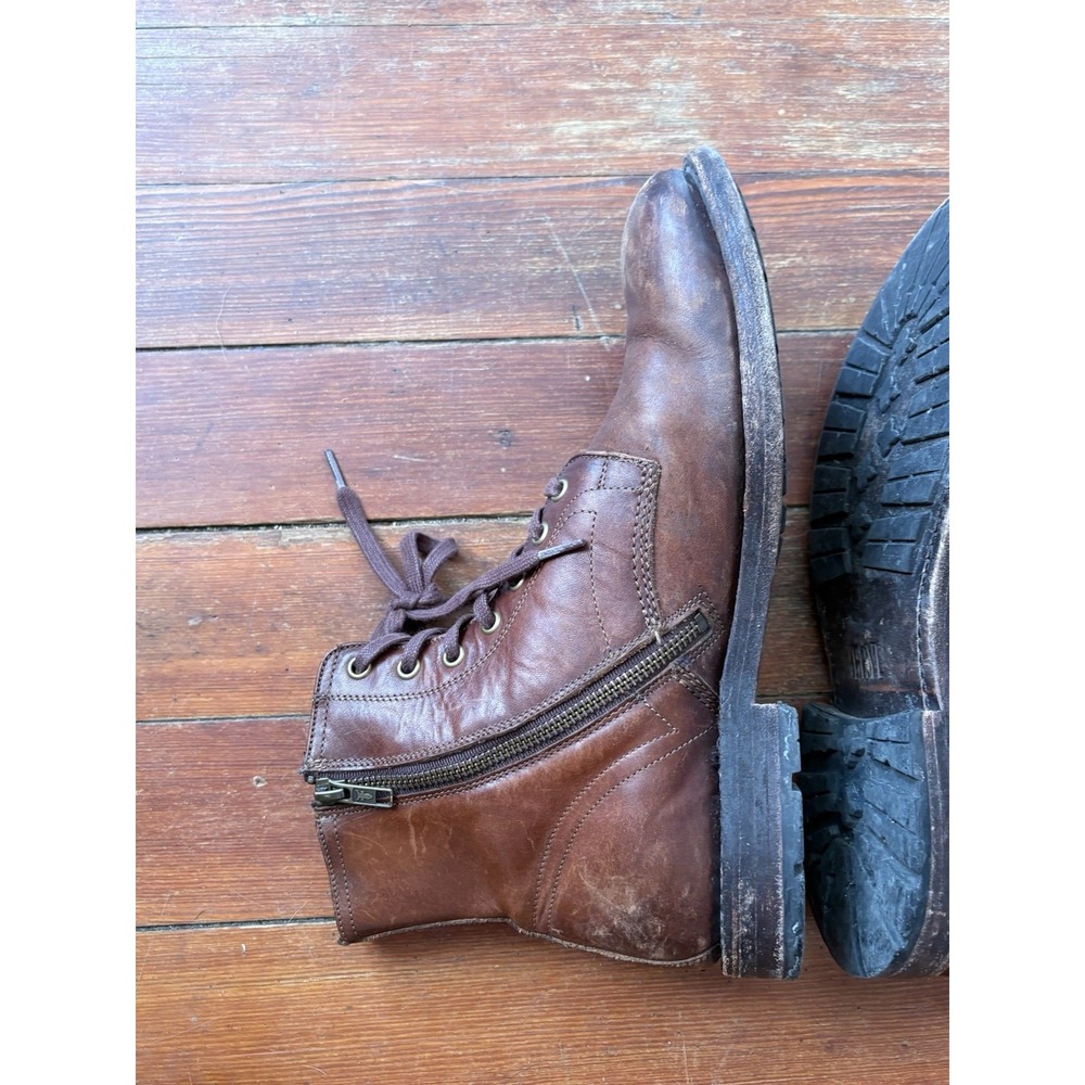 FRYE Tyler Flex Lace Up Boots Brown Suede Men's 10 M Side Zip Leather Patina - Picture 8 of 11